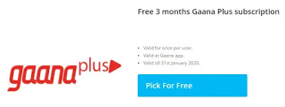 Free 3 months Gaana plus subcription