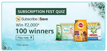 Amazon Subscription Fest Quiz - Answers & Win Rs.2,00,000