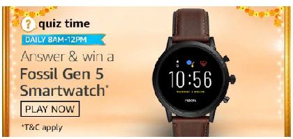 Amazon Daily QuizTime 2 October 2020 l Win Fossil Watch