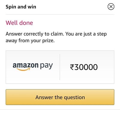 Amazon Special Edition Spin And Win Quiz