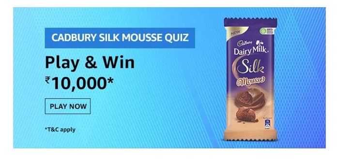 Cadbury Silk Mousse Amazon Quiz Answer