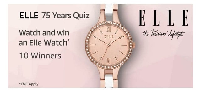 Amazon Elle Watch Quiz Answer Today