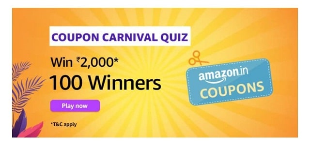Amazon Coupon Carnival Quiz Answers 10 March